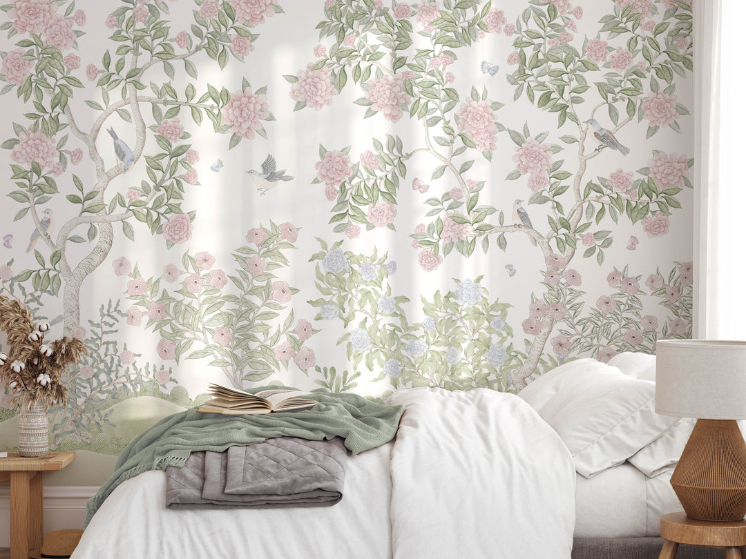 Bloomfield Manor Chinoiserie Mural in White