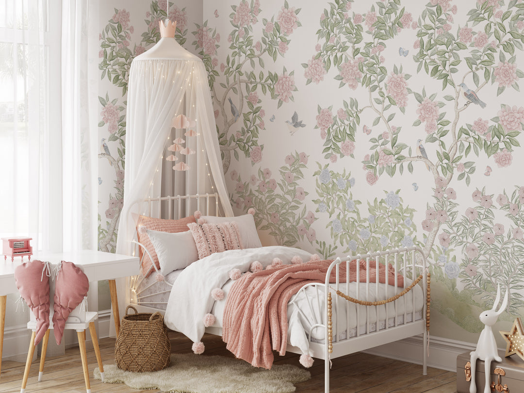 Bloomfield Manor Chinoiserie Mural in White