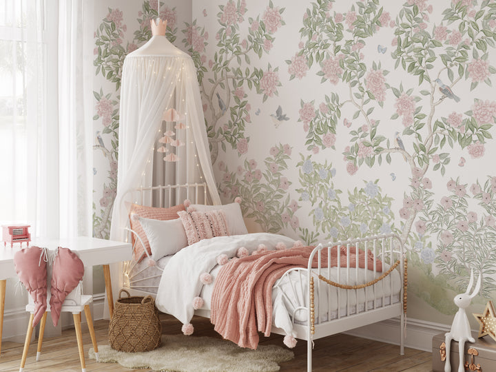Bloomfield Manor Chinoiserie Mural in White