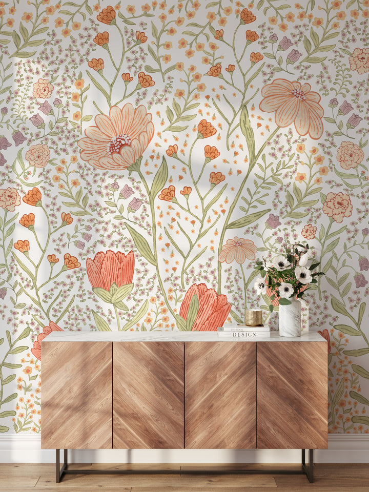 Boho Floral Meadow Mural - Studio Exclusive