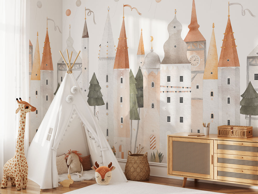 Castle Adventure at the Clock Tower Wallpaper Mural