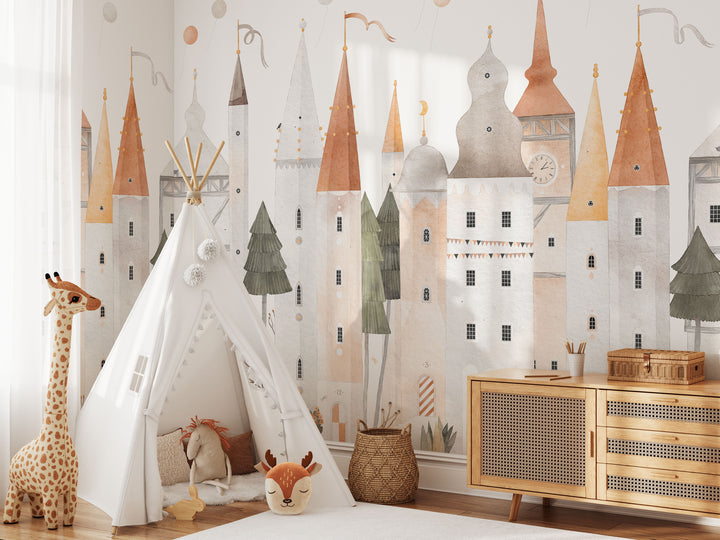 Castle Adventure at the Clock Tower Wallpaper Mural