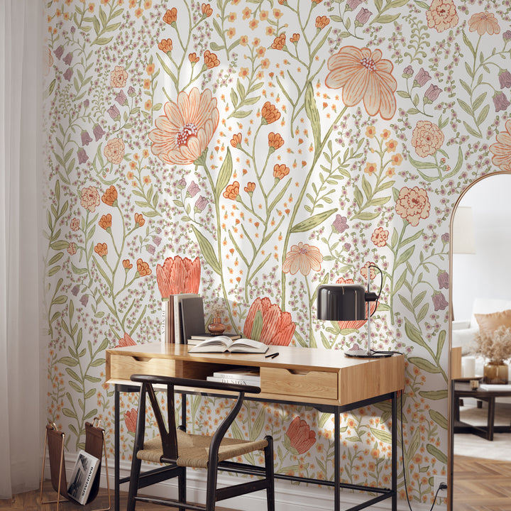 Boho Floral Meadow Mural - Studio Exclusive