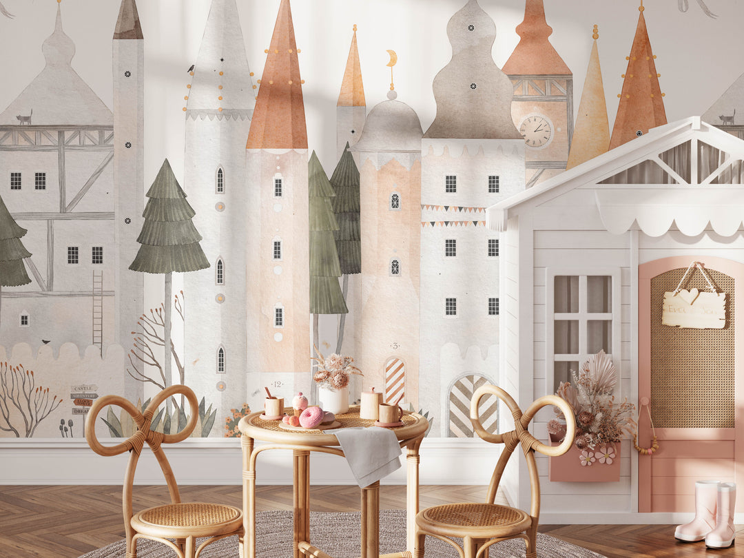 Castle Adventure at the Clock Tower Wallpaper Mural