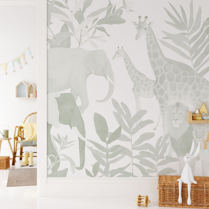 Safari in Sage Wallpaper Mural