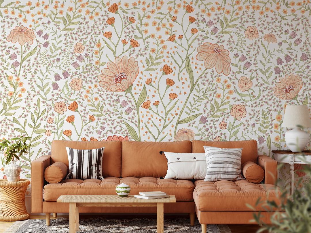 Boho Floral Meadow Mural - Studio Exclusive