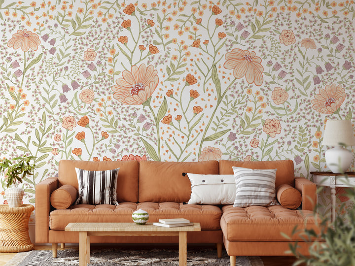 Boho Floral Meadow Mural - Studio Exclusive