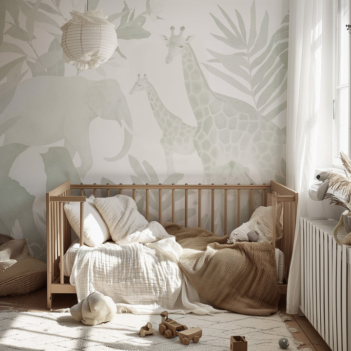 Safari in Sage Wallpaper Mural