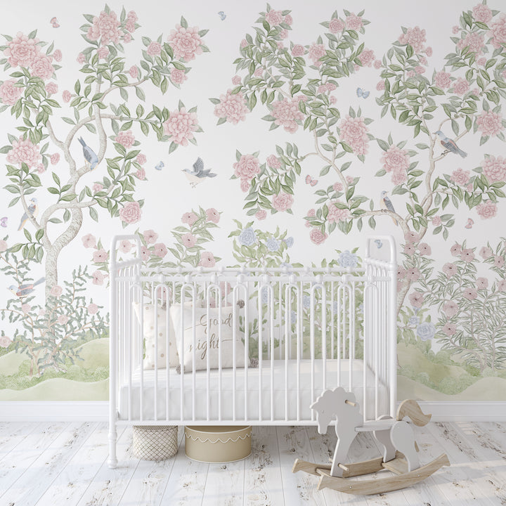 Bloomfield Manor Chinoiserie Mural in White