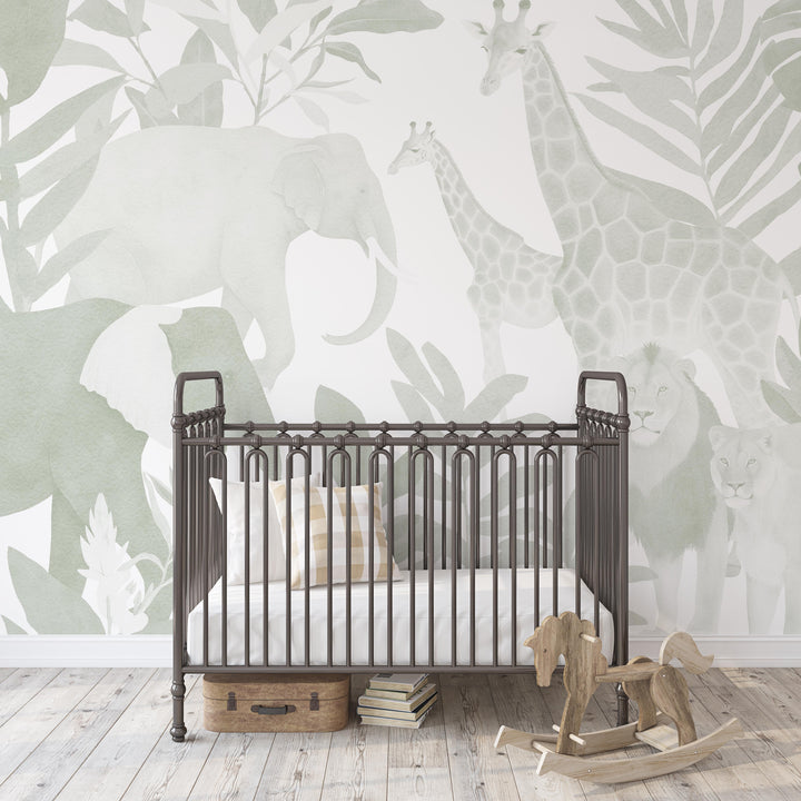 Safari in Sage Wallpaper Mural