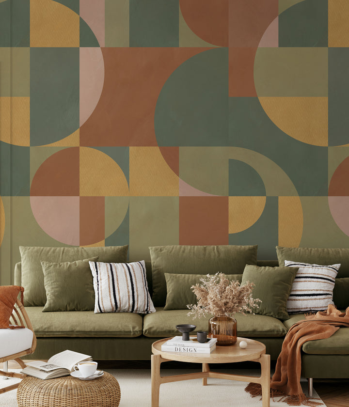 Modern Abstract Shapes in Terracota Mural - Studio Exclusive