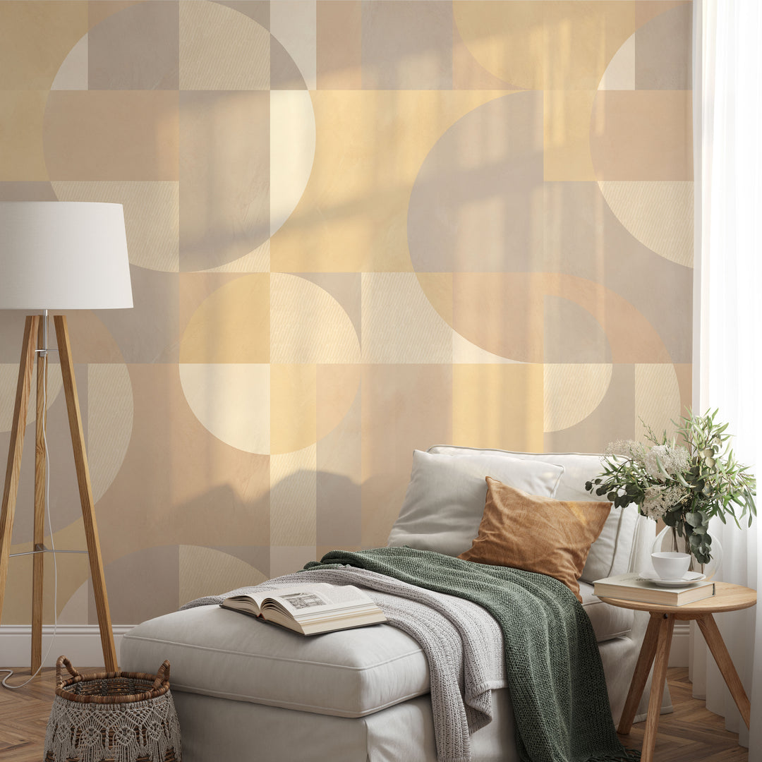 Modern Abstract Shapes Light Neutral Mural - Studio Exclusive