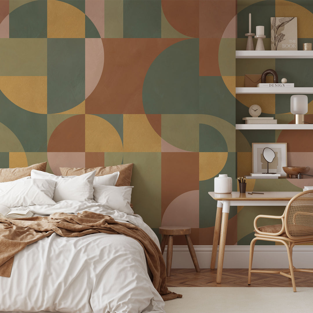 Modern Abstract Shapes in Terracota Mural - Studio Exclusive