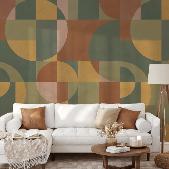 Modern Abstract Shapes in Terracota Mural - Studio Exclusive