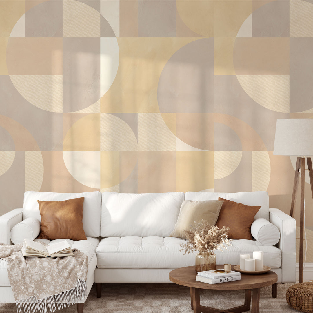 Modern Abstract Shapes Light Neutral Mural - Studio Exclusive
