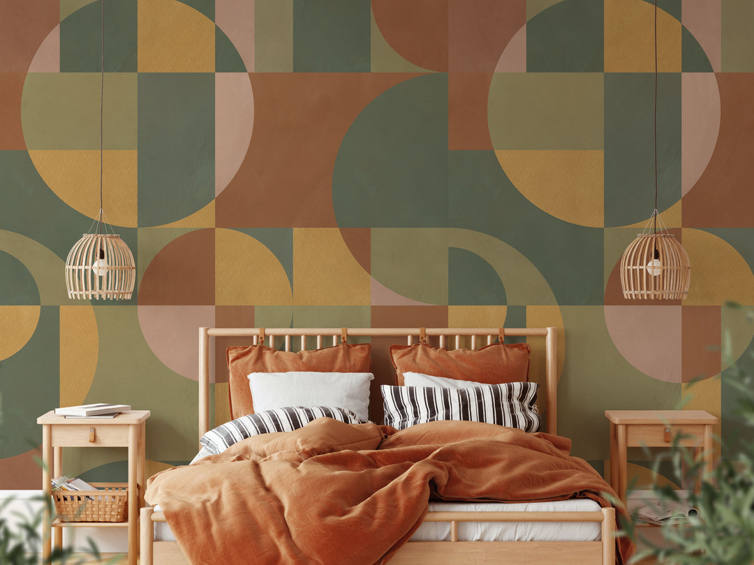 Modern Abstract Shapes in Terracota Mural - Studio Exclusive