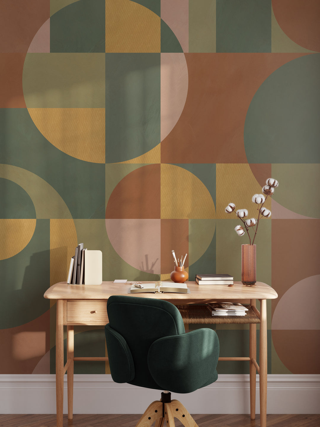 Modern Abstract Shapes in Terracota Mural - Studio Exclusive