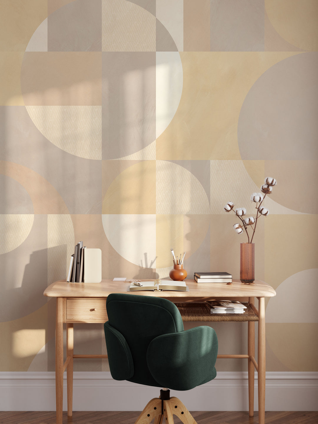 Modern Abstract Shapes Light Neutral Mural - Studio Exclusive