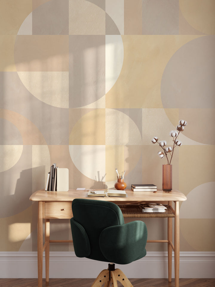 Modern Abstract Shapes Light Neutral Mural - Studio Exclusive