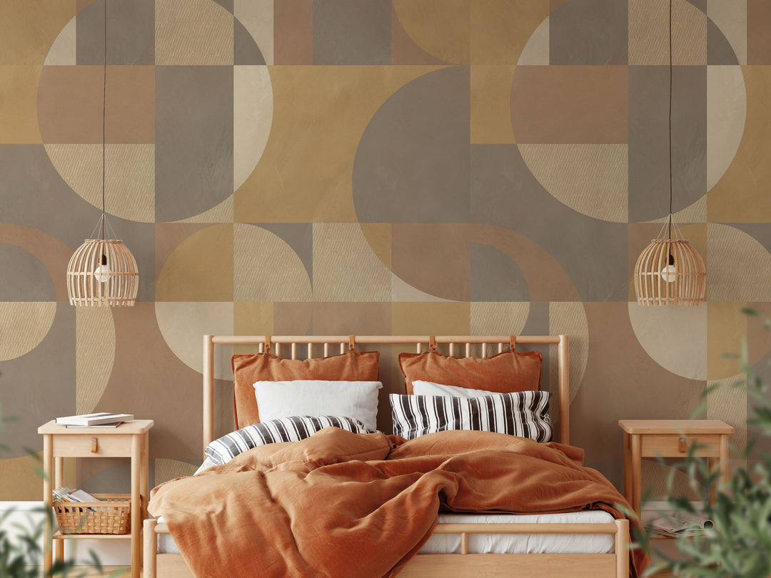 Modern Abstract Shapes Neutral Mural - Studio Exclusive