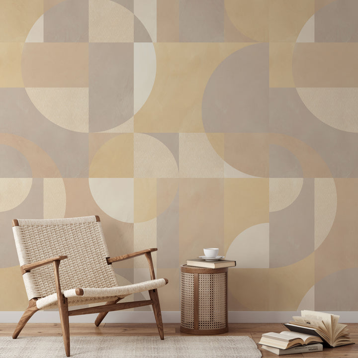 Modern Abstract Shapes Light Neutral Mural - Studio Exclusive