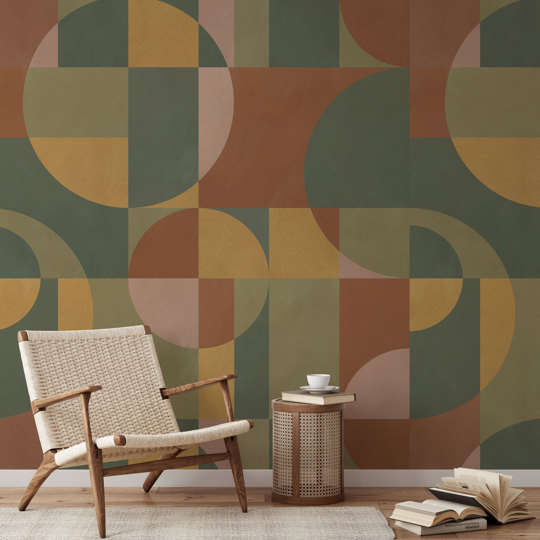 Modern Abstract Shapes in Terracota Mural - Studio Exclusive