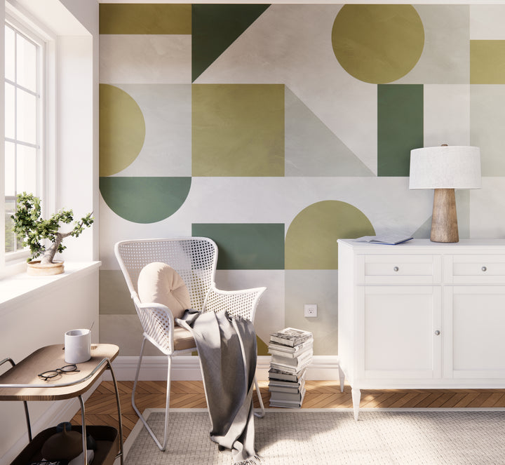 Modern Abstract Shapes Mural - Studio Exclusive