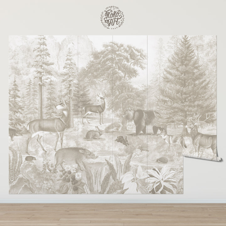 Deep in the Woods Mural - Color Tan