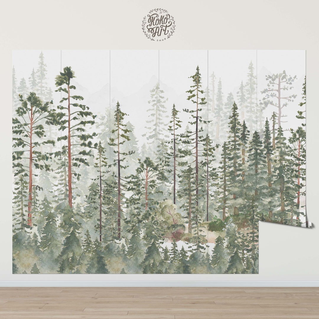 Woodland Pines Wallpaper Mural