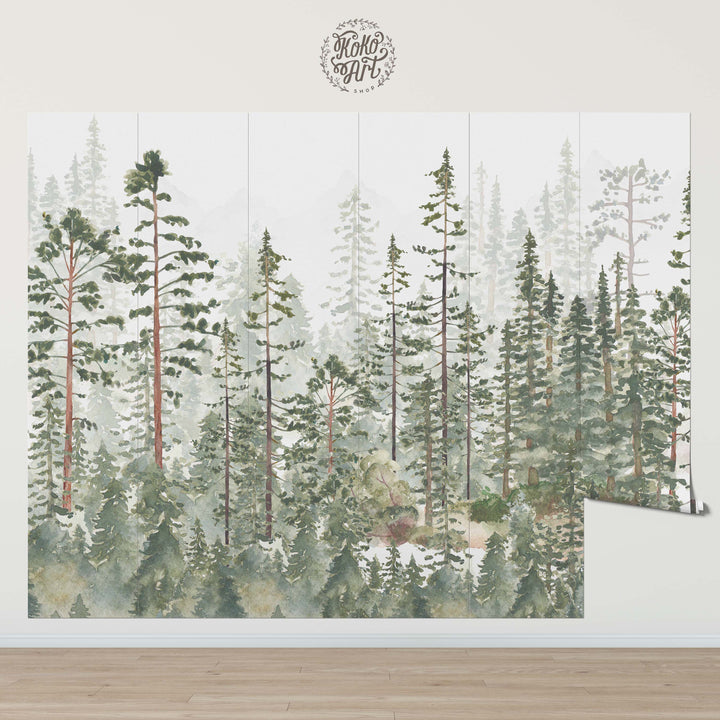Woodland Pines Wallpaper Mural