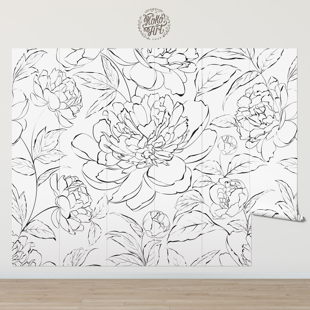 The Minimalist Peony Mural
