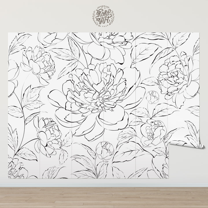 The Minimalist Peony Mural
