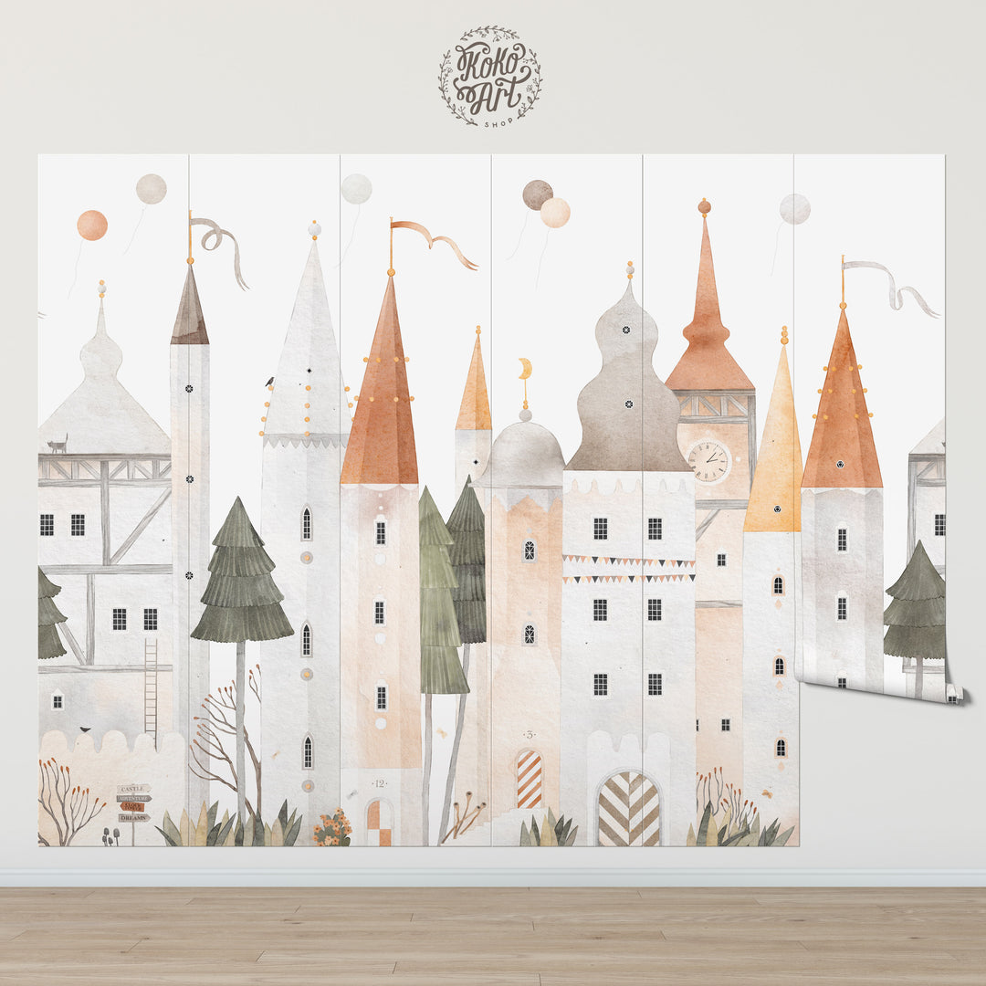Castle Adventure at the Clock Tower Wallpaper Mural