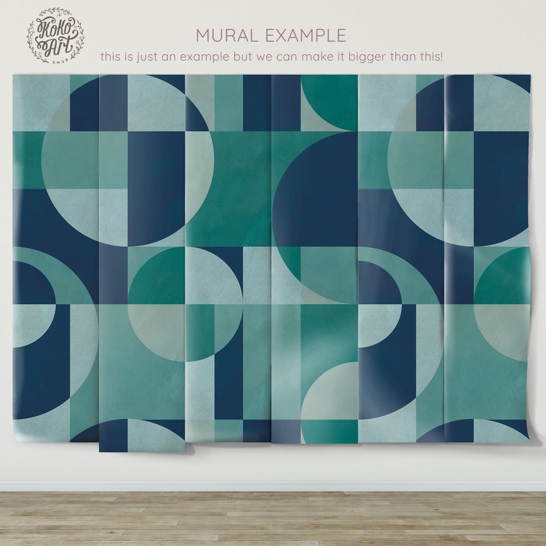 Modern Abstract Shapes in Deep Blue Mural - Studio Exclusive