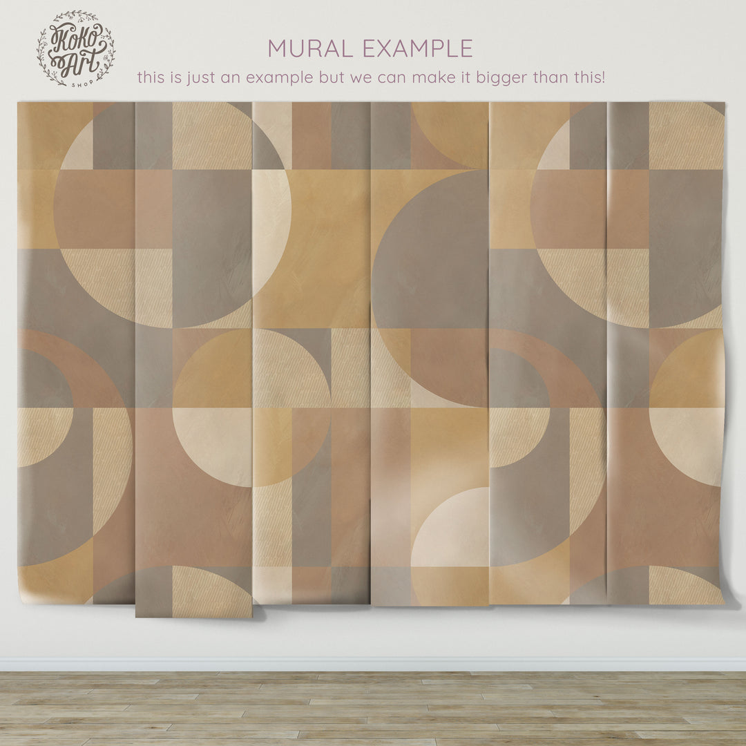 Modern Abstract Shapes Neutral Mural - Studio Exclusive