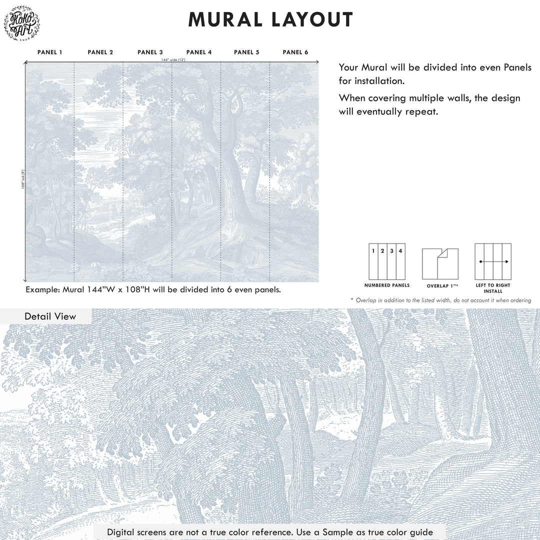 Edge of the Forest Mural in Blue