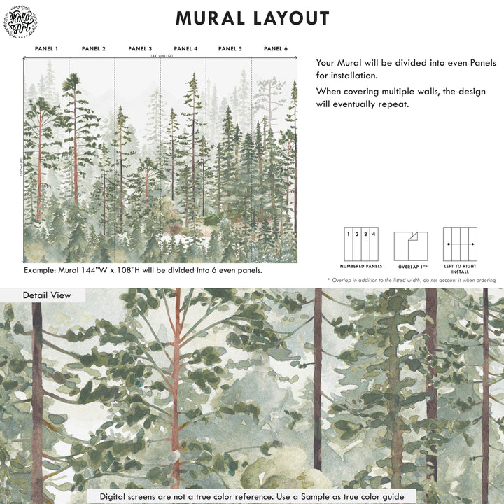 Woodland Pines Wallpaper Mural
