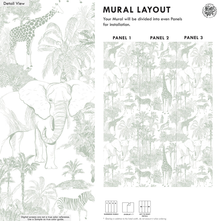 Safari Sage Jungle Wallpaper Mural