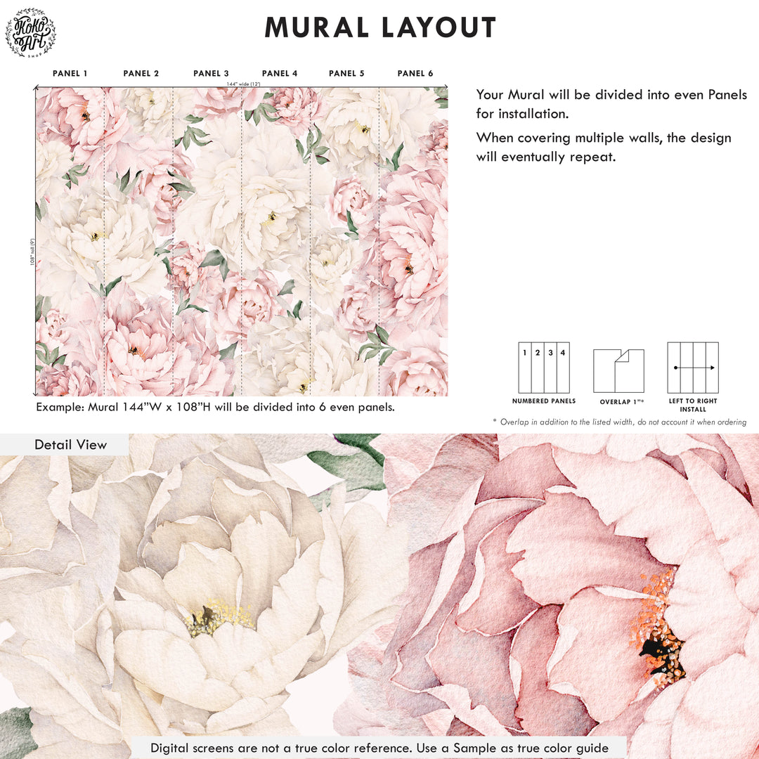 Gorgeous Peony Mural