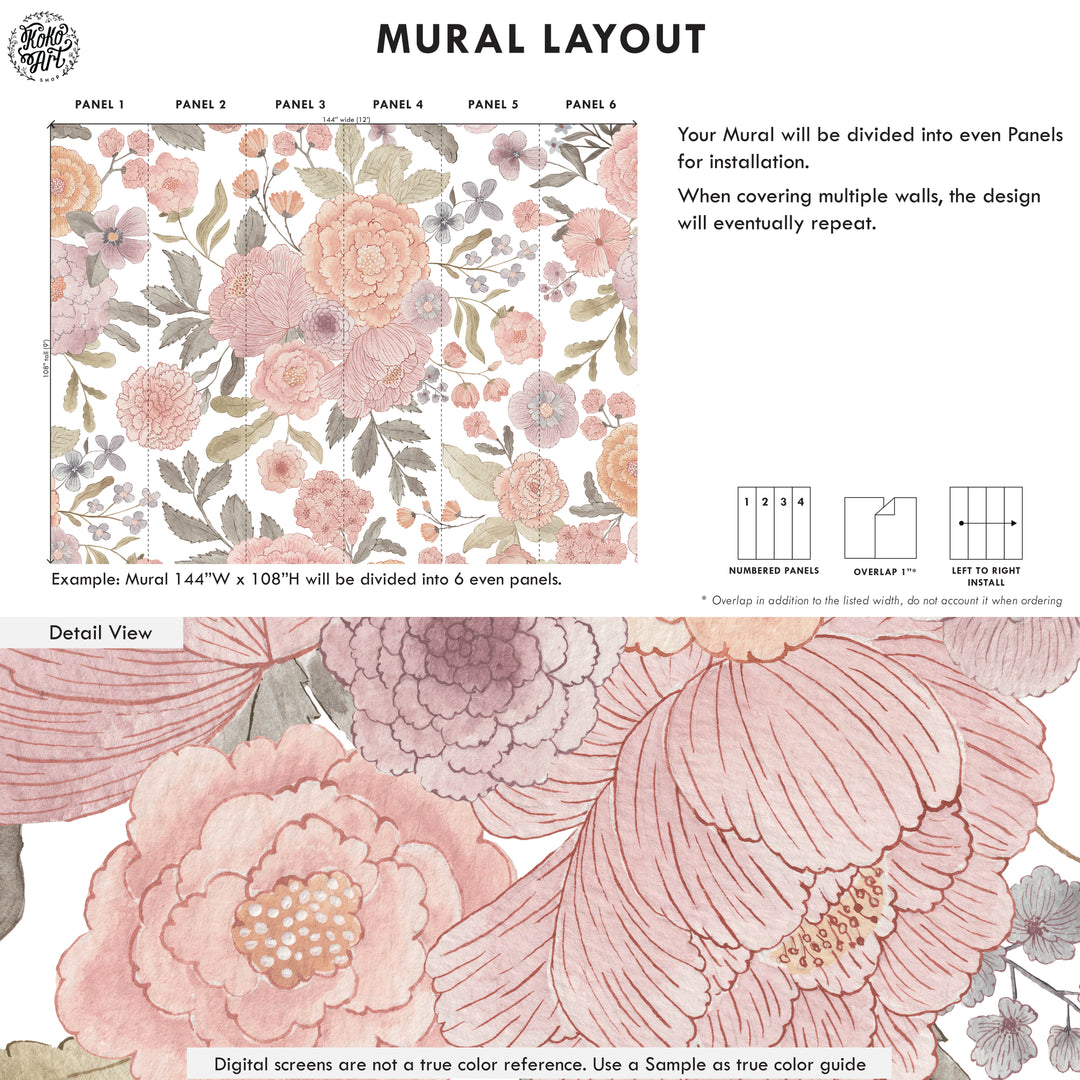 Callie Floral Wallpaper Mural - Studio Exclusive