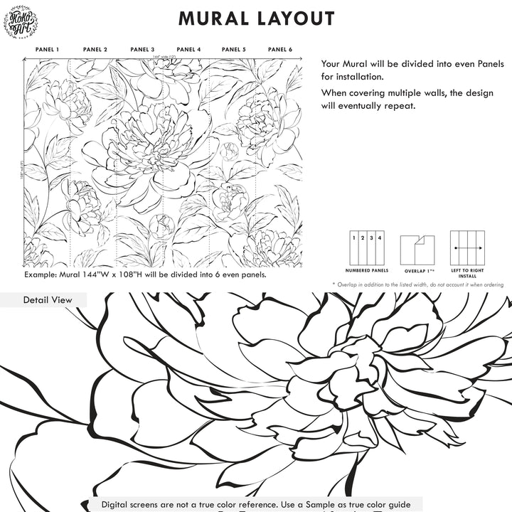 The Minimalist Peony Mural