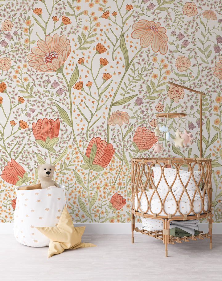 Boho Floral Meadow Mural - Studio Exclusive