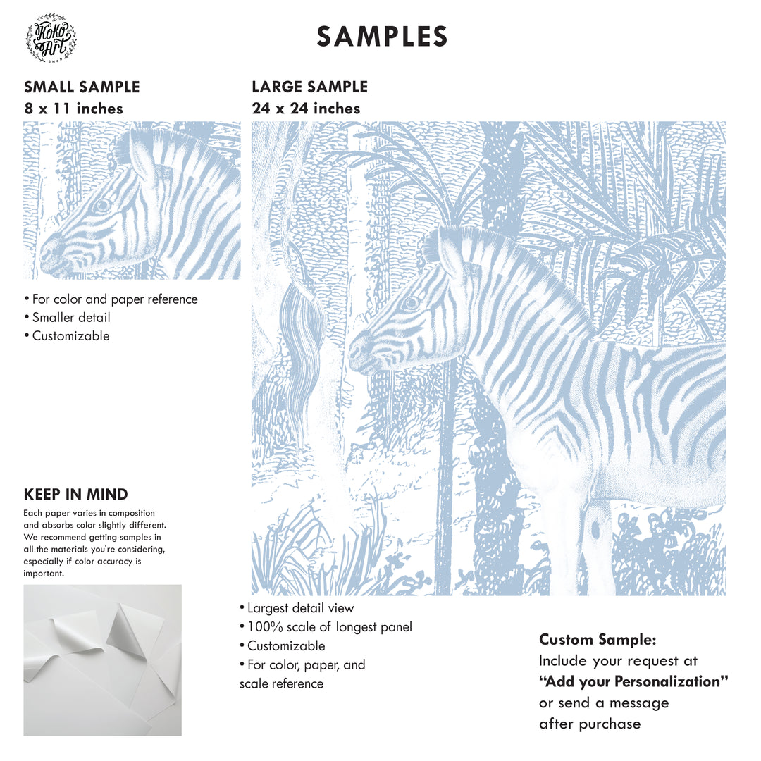 Safari Jungle Mural Wallpaper - Color Baby Blue