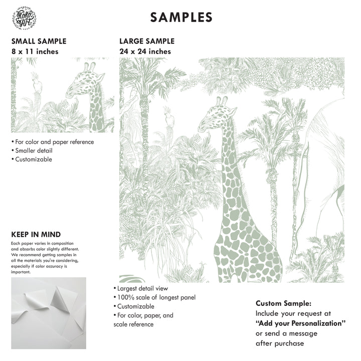 Safari Sage Jungle Wallpaper Mural
