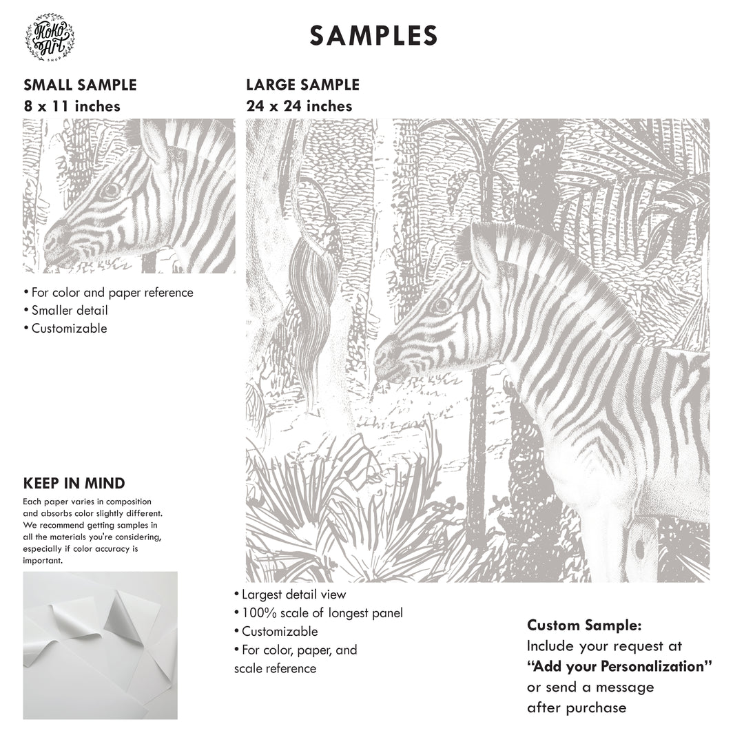Safari Jungle Mural Wallpaper - Color Gray