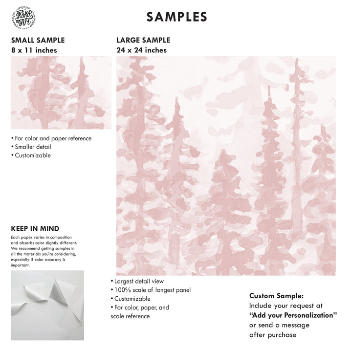 Girly Winter Forest in Pink Mural