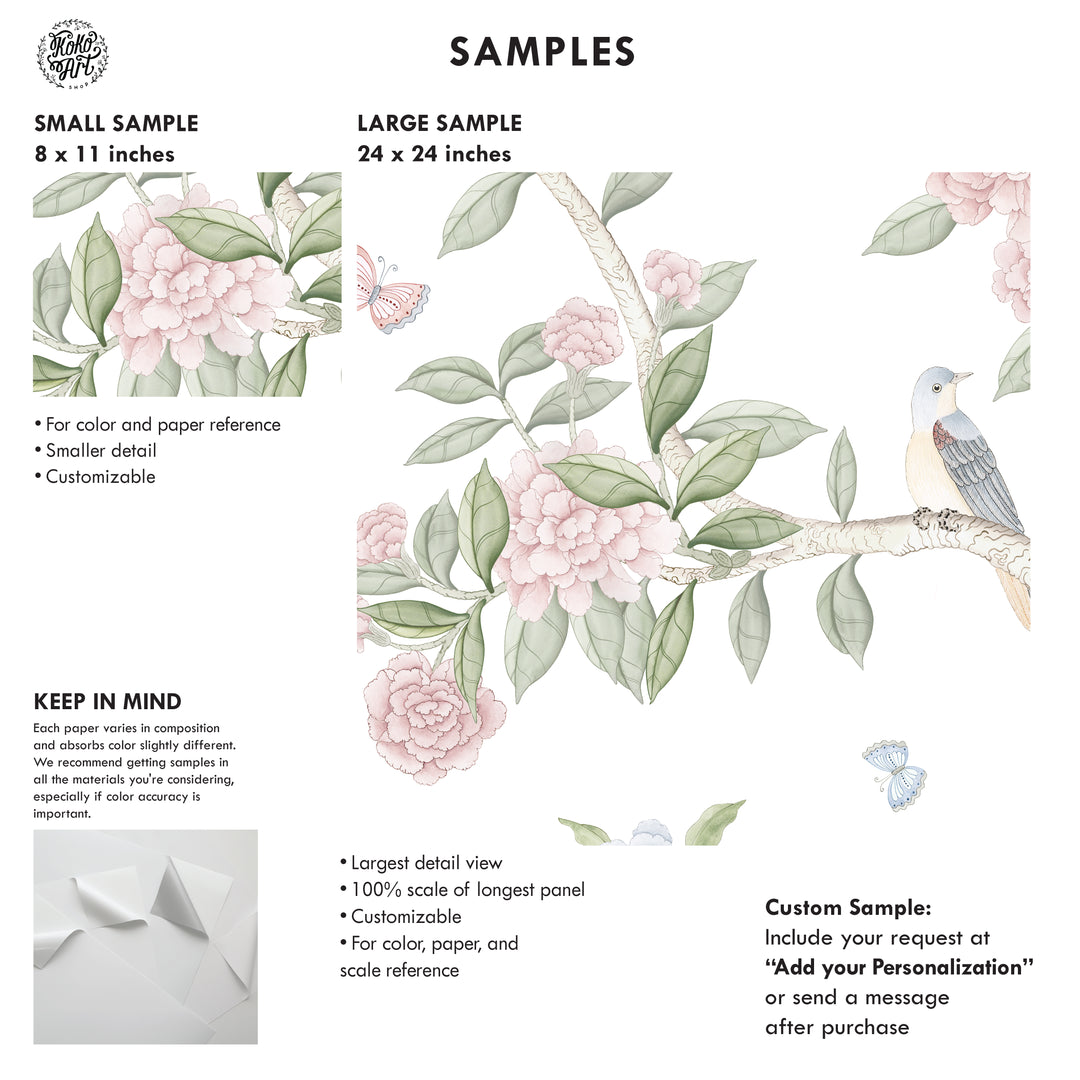 Bloomfield Manor Chinoiserie Mural in White