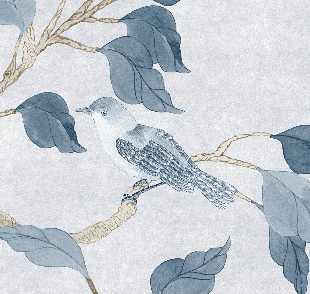 Romantic Chinoiserie Mural in Blue - Studio Exclusive