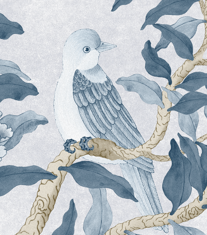 Romantic Chinoiserie Mural in Blue - Studio Exclusive