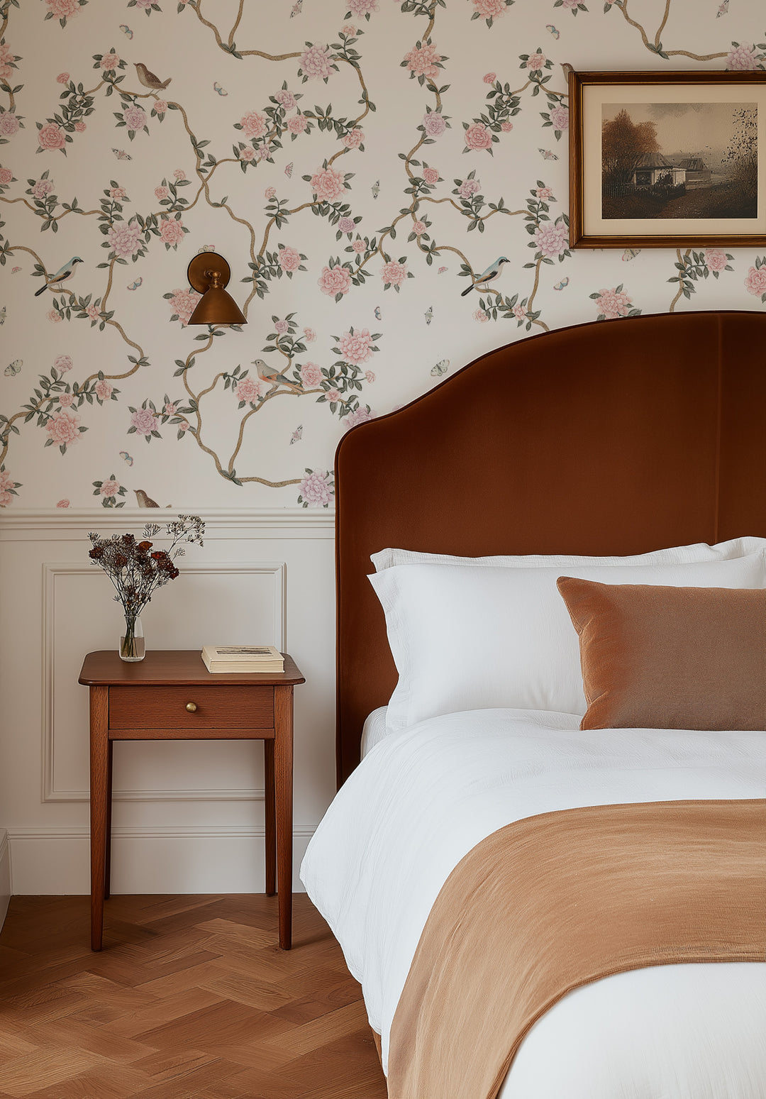 L’Atelier Botanique Chinoiserie Revival Wallpaper Mural in White